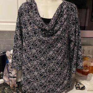 X womens Cato black stretch 3/4 sleeve sparkles plus size party top 18/20W